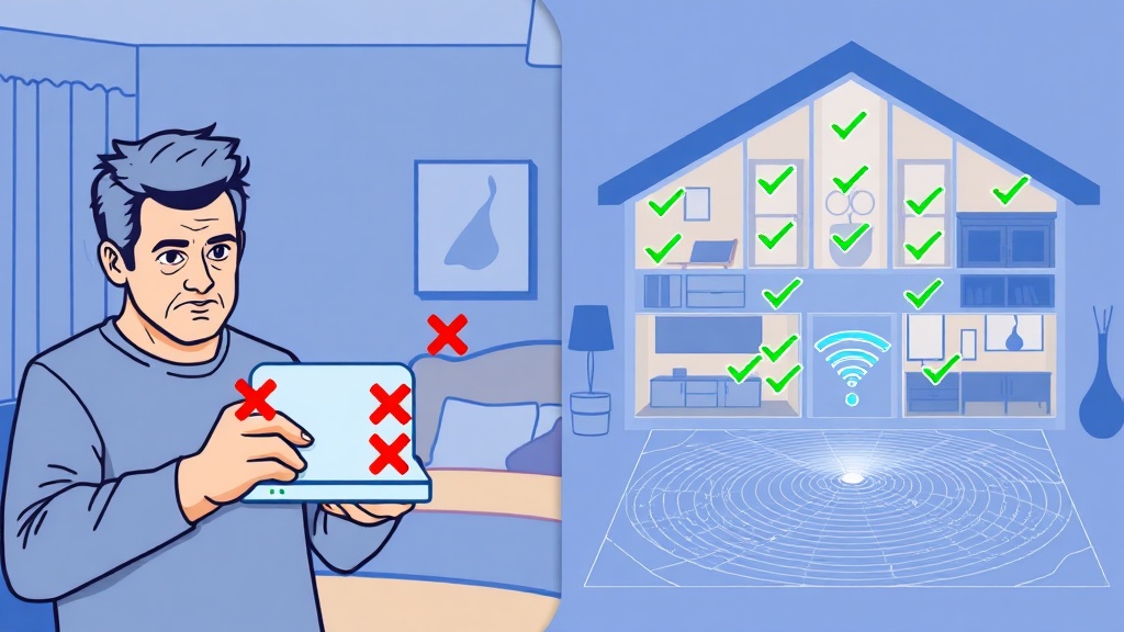 Comparison of poor WiFi coverage versus optimized home network coverage using WiFi Planner